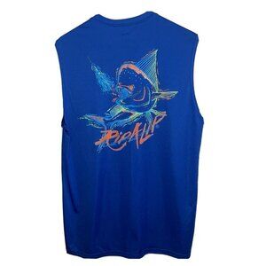 FISHING Tank top Shirt A4 Rip a Lip Blue moisture wick Medium Shirt 1C